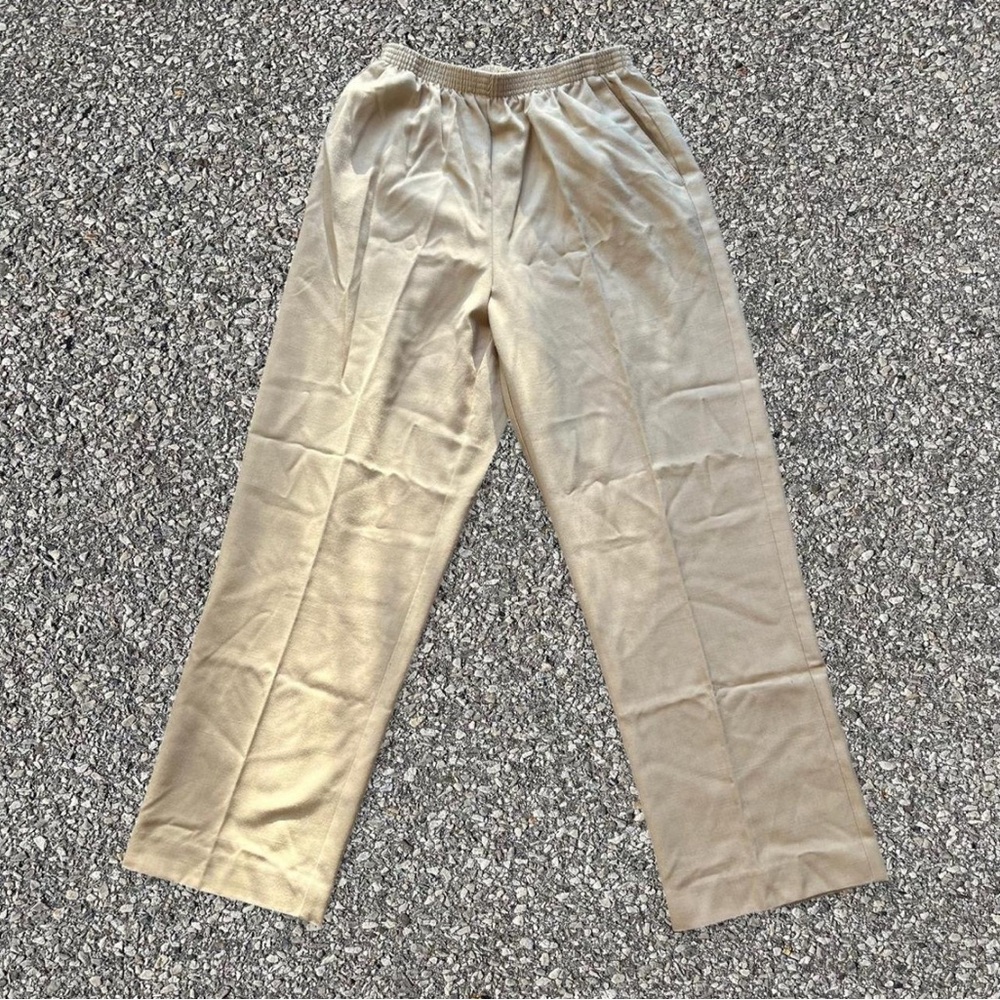 ALFRED DUNNER LOIRE VALLEY PROPORTIONED TWILL PANTS TAN CLASSIC ELASTIC WAIST